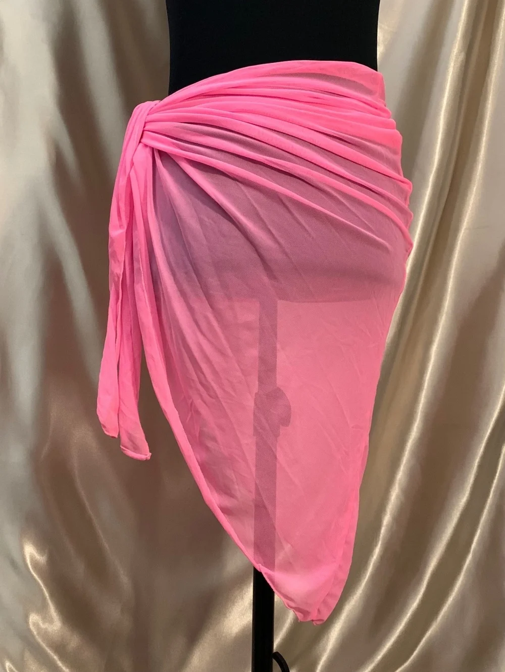 Y2K Neon Pink Sheer Mesh Triangle Scarf Multiwear Shawl 2000's Rave Festival
